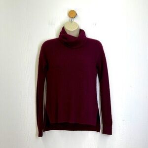 Madewell - Burgundy Ribbed High And Low Slit Turtleneck Sweater Size XS